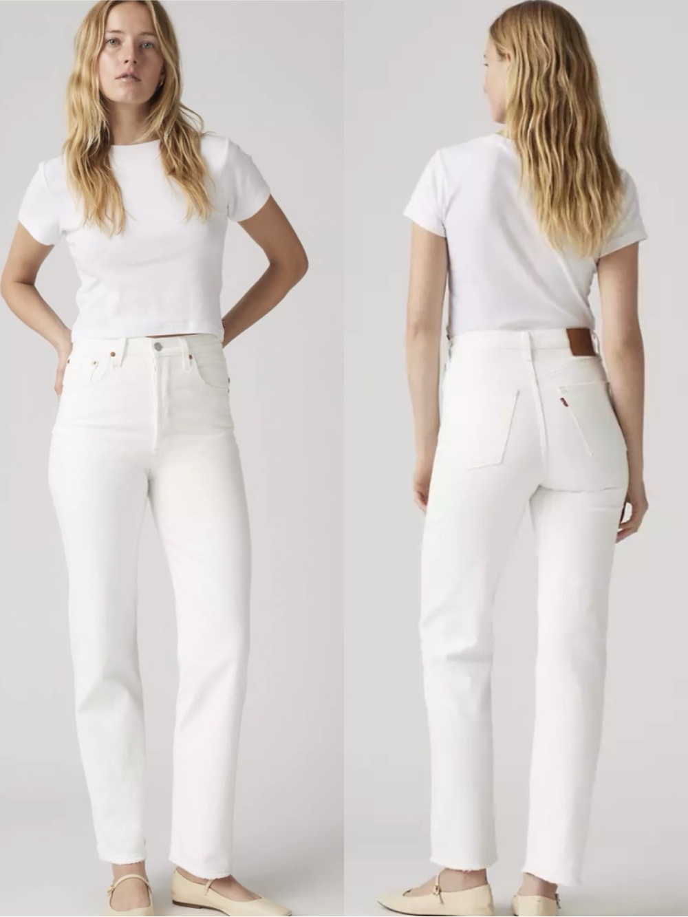 Levi’s Premium Ribcage Straight Ankle Women’s Jeans in Cloud over white size 27